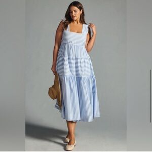 Anthropologie Helena Square-Neck Tiered Midi Dress